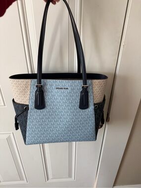 Michael Kors Light Blue Multi MK Signature Tote
